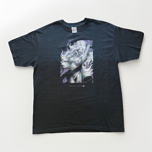 Vintage 2001 Chaos! Comics Lady Death Shirt XL Black Skull Lingerie NEW Lewd Tee - Picture 1 of 8